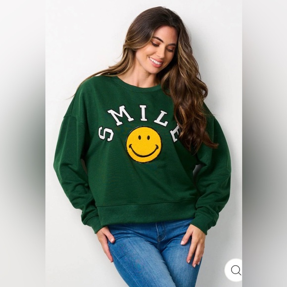 Altar’d State Smiley Face Boxy Cropped Sweater - Picture 4 of 9